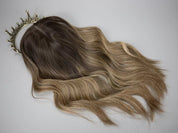 BROOKE brown to blonde balayage topper styled with waves