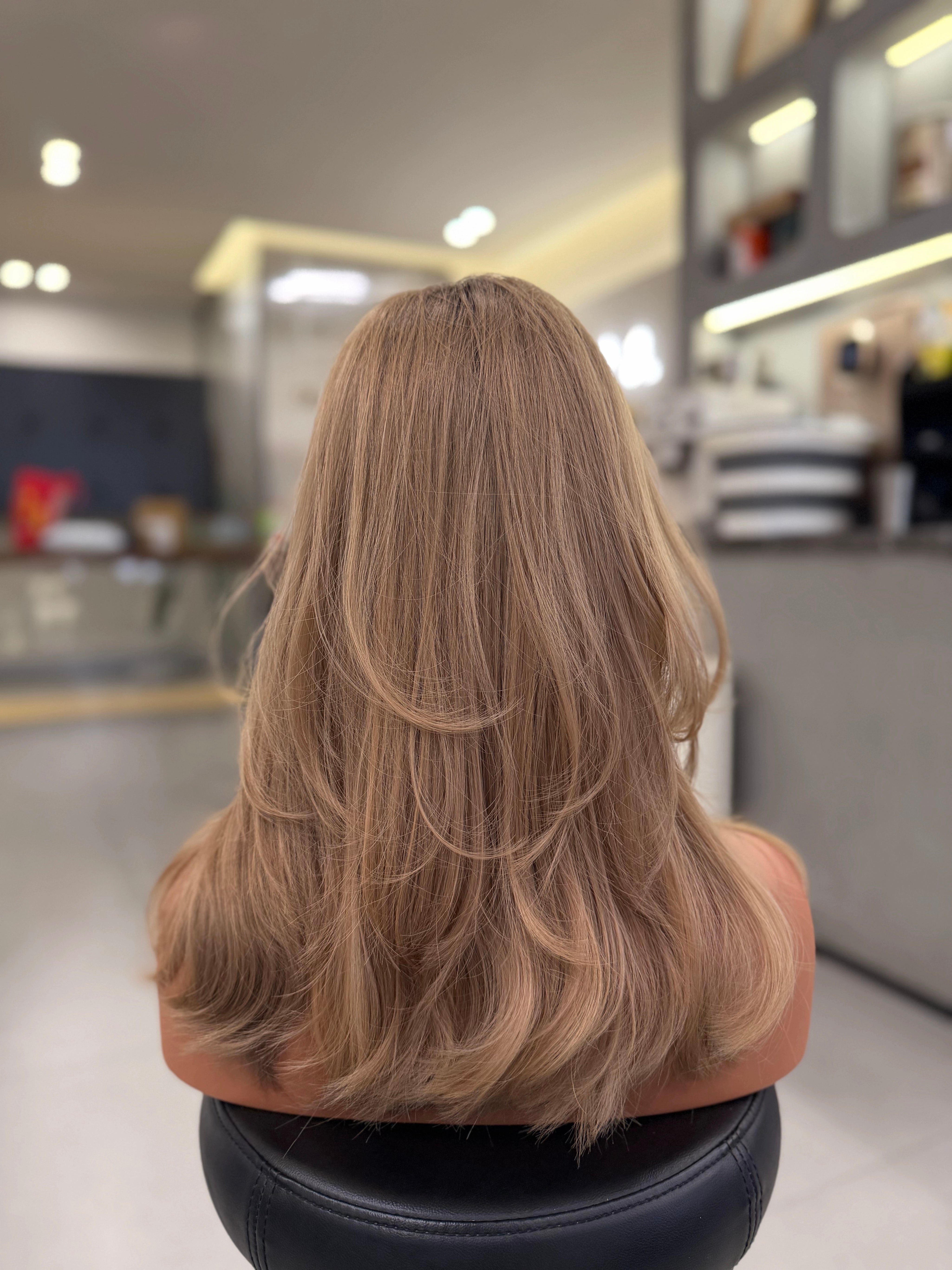 Silk Top Wig Warm Balayage - back view showing full length and layers