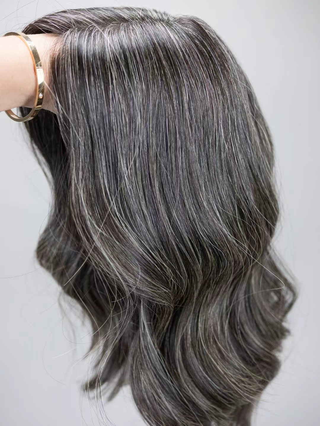 RUTH salt and pepper gray blend hair detail