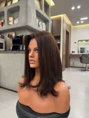 CELINE lace top wig — three-quarter view showing texture and movement