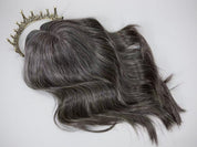 RUTH dark salt and pepper gray blend topper styled with waves
