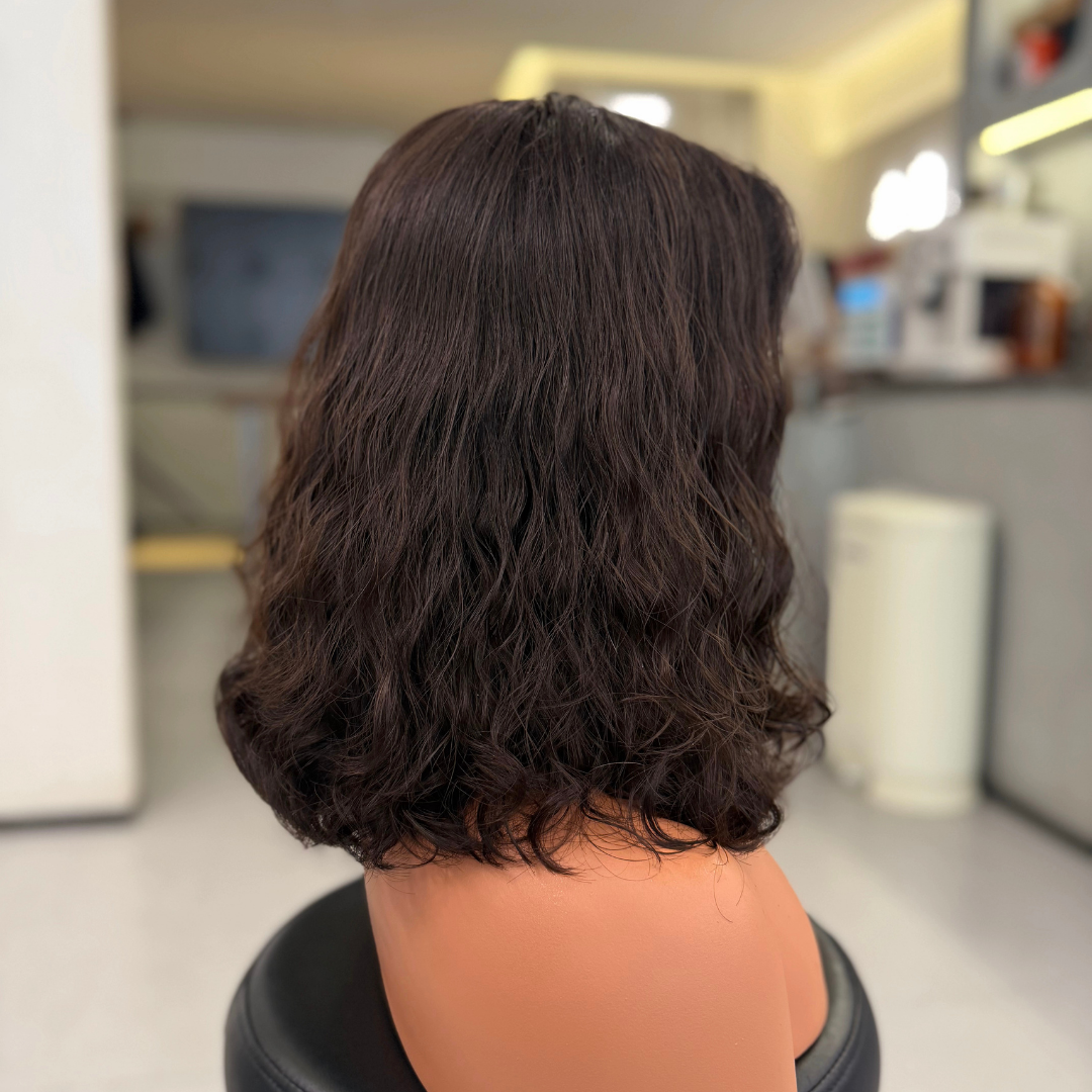 CLEO | VELVET LUXE LACE TOP WIG — NATURAL DARK BROWN · CURLY BOB - PureDivineHair