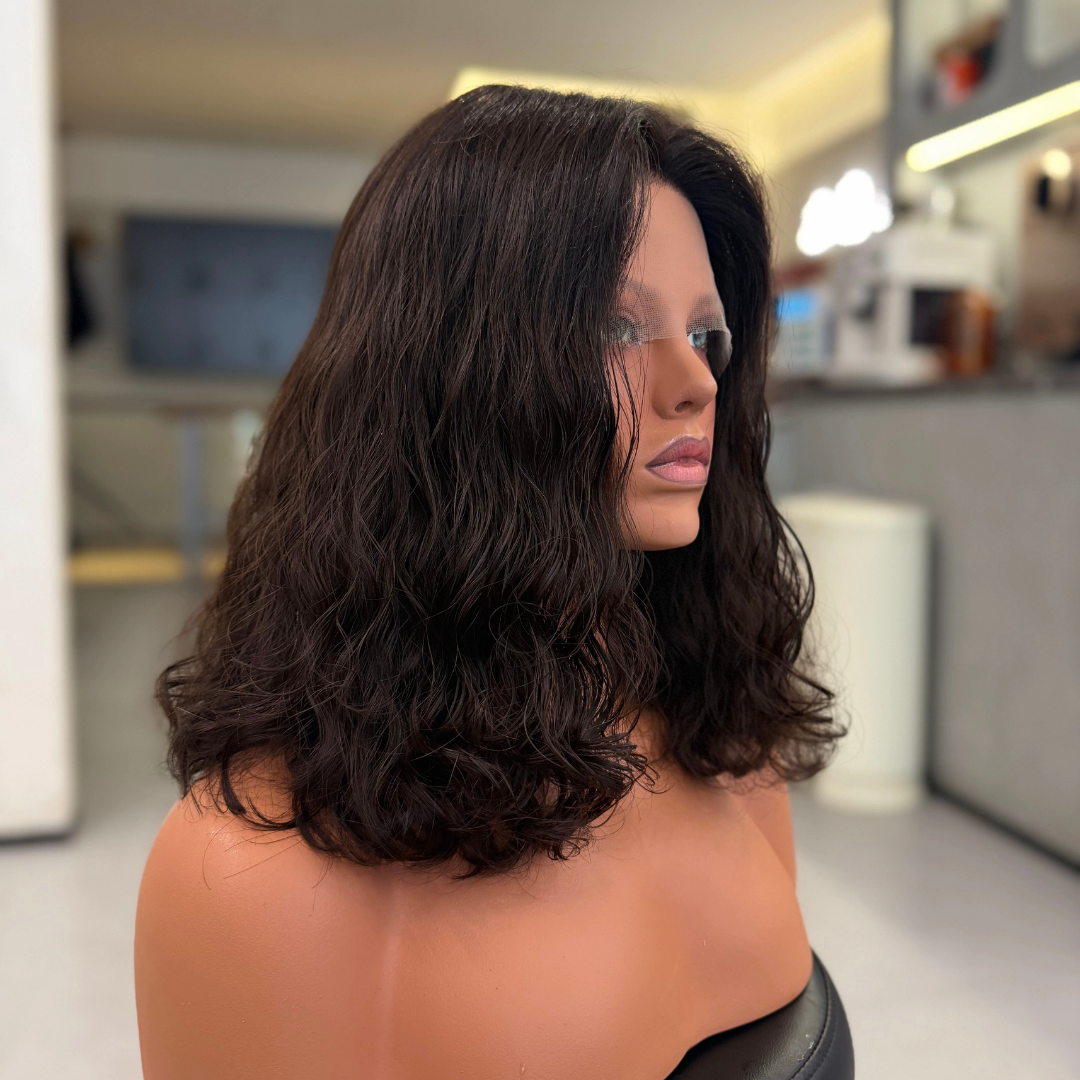 CLEO | VELVET LUXE LACE TOP WIG — NATURAL DARK BROWN · CURLY BOB - PureDivineHair