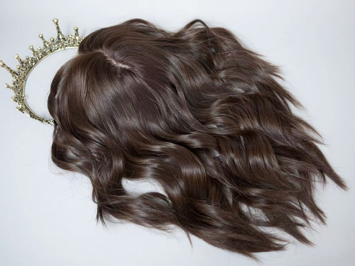 KATE dark brown silk top topper styled with loose waves