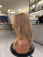 Silk Top Wig Warm Balayage - back view showing wefted cap