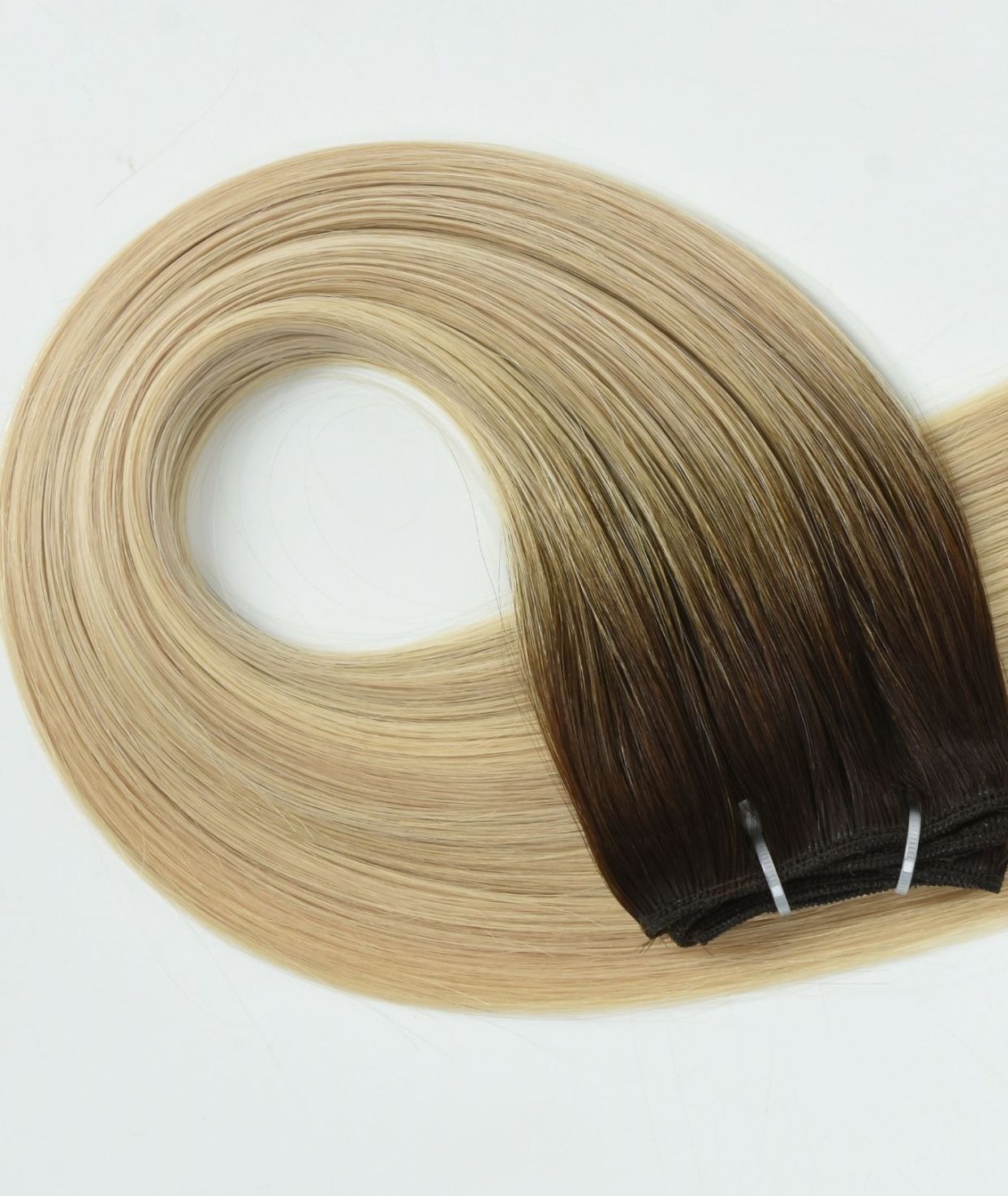 #Iced Coffee Balayage Machine Weft Hair Extensions