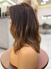FAYE | VELVET LUXE LACE TOP WIG — ROOTED WARM BRUNETTE · BALAYAGE