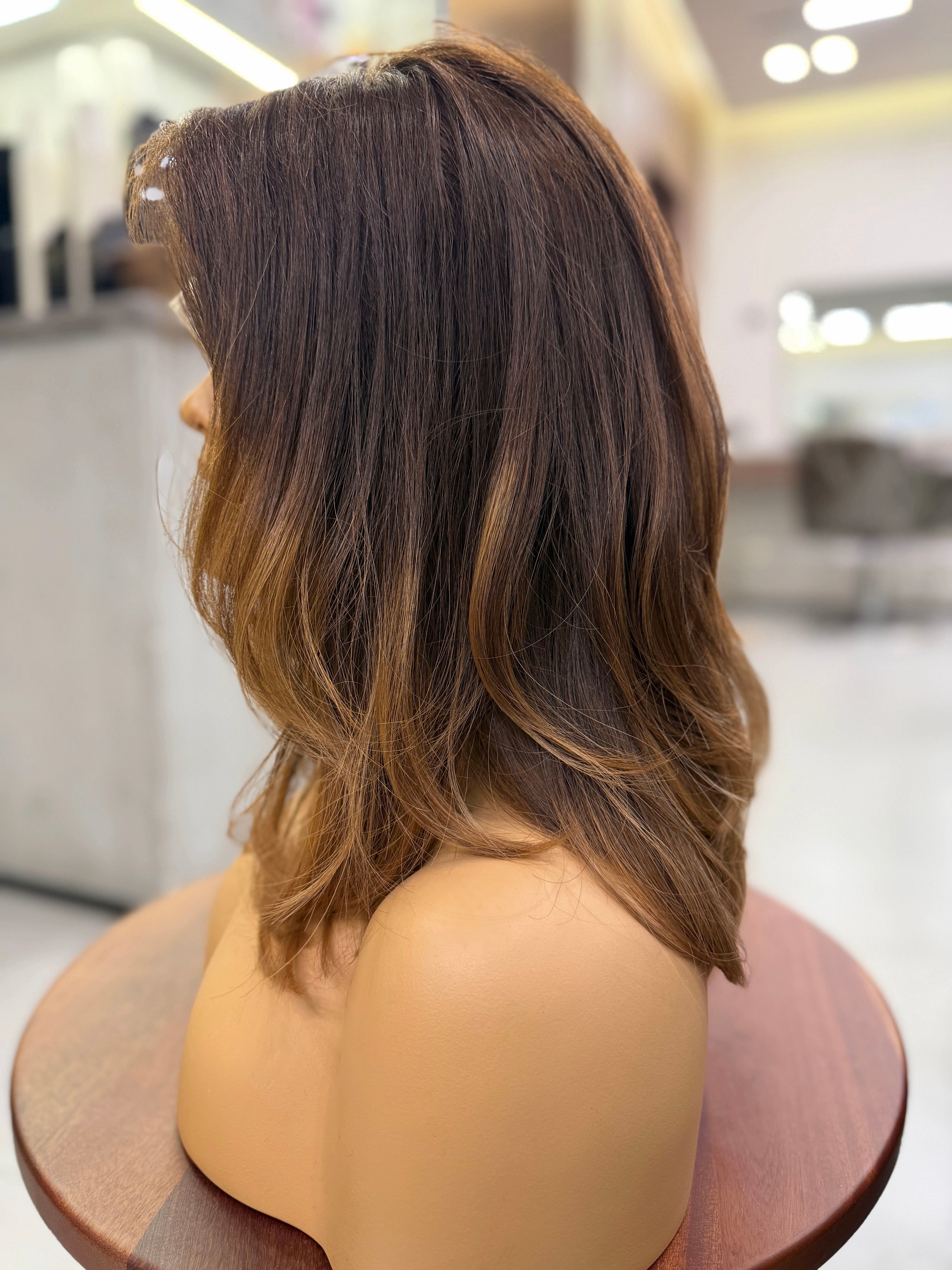 FAYE | VELVET LUXE LACE TOP WIG — ROOTED WARM BRUNETTE · BALAYAGE