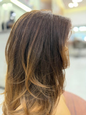 FAYE | VELVET LUXE LACE TOP WIG — ROOTED WARM BRUNETTE · BALAYAGE