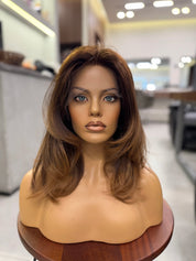 FAYE | VELVET LUXE LACE TOP WIG — ROOTED WARM BRUNETTE · BALAYAGE